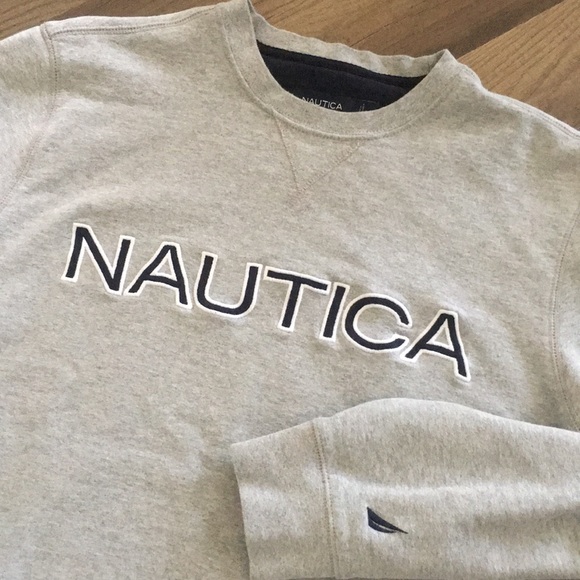 Nautica Sweatshirt Mens Grey Classic - Picture 2 of 4